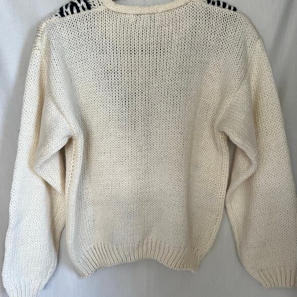Currants Knitted by hand knit sweater women’s size Small white blue preppy VTG - Picture 2 of 8